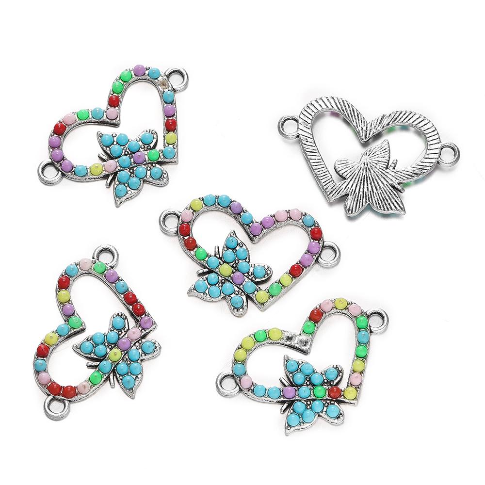 4Pcs Alloy Retro Colored Zircon Drop Oil Pendant Elephant Turtle Pendants For DIY Jewelry Charm Bracelet Handicrafts Accessories