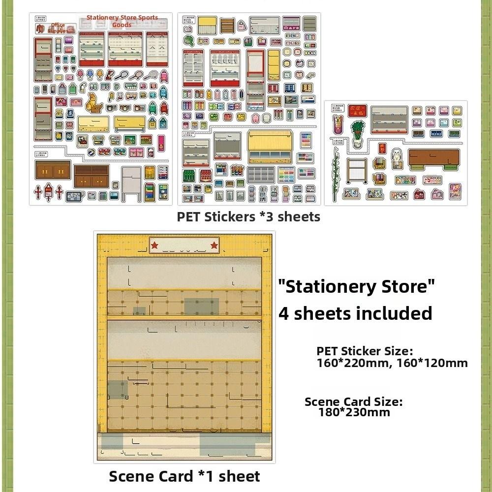 3D Miniature Shop Scene Collection Modern Shop Architecture Stacking Pasting Landscape Sticker Book Scene Game Stickers