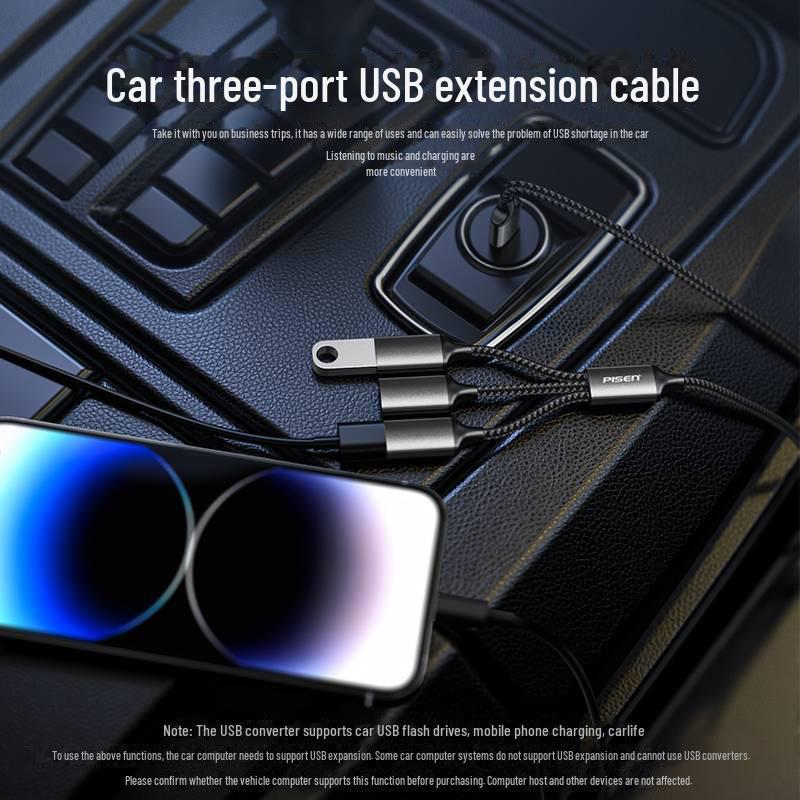 PISEN Type-C To Three-Port Extender Cable for Apple Computer Connecting Mouse & USB Drive