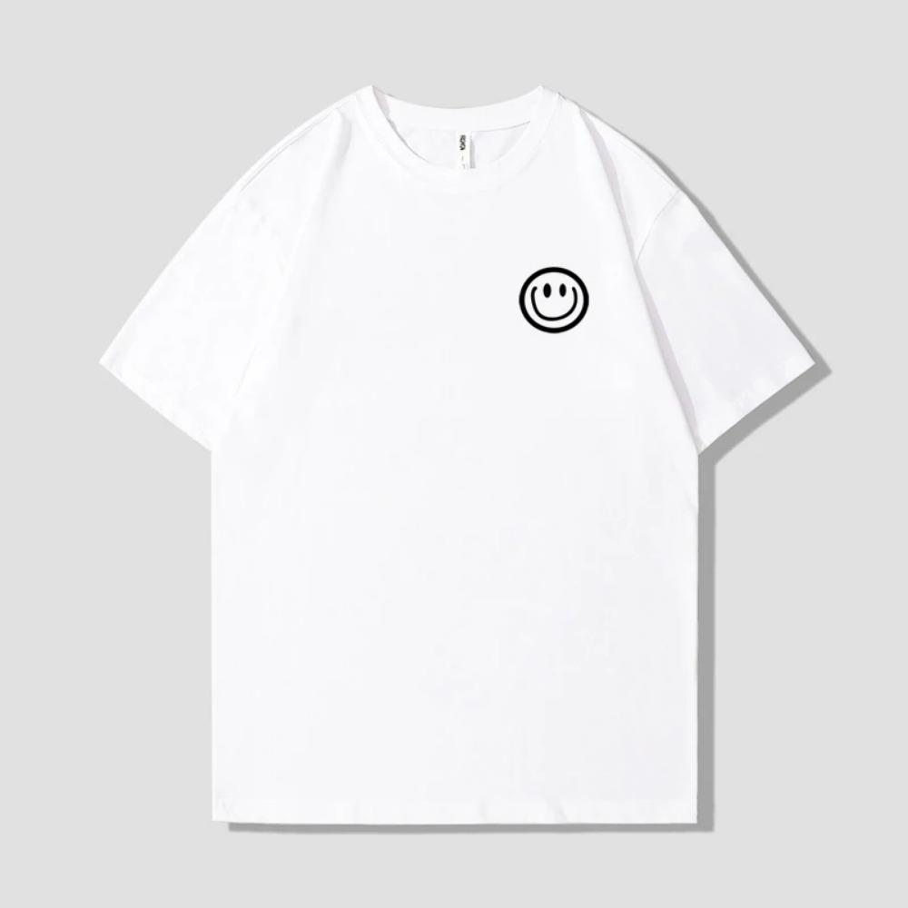 Летняя модная мужская футболка в стиле ретро с изображением улыбающегося лица из 100% хлопка с круглым вырезом и принтом, высокое качество, повседневная футболка для фитнеса и улицы