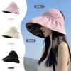 Летняя двойная шляпа-ведро для женщин с пустым верхом, солнцезащитная шляпа с виниловым покрытием, защита от ультрафиолета, складная шляпа от солнца