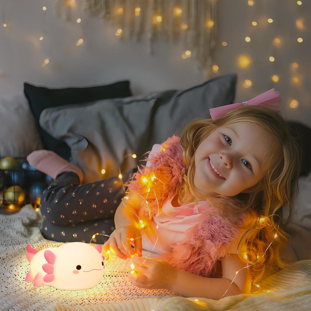 Anywin милый аксолотль силиконовый ночной зверек прикроватный затемняемый перезаряжаемый настольный подарок для идеальной жизни детская комната украшение свет, лампа, лампа,