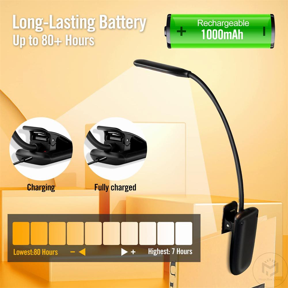 Книжный светильник-клипса с фильтром синего света 1000 мАч с USB-подзарядкой, диммируемый янтарный свет для чтения, мини-лампа для чтения, книжная лампа для детей