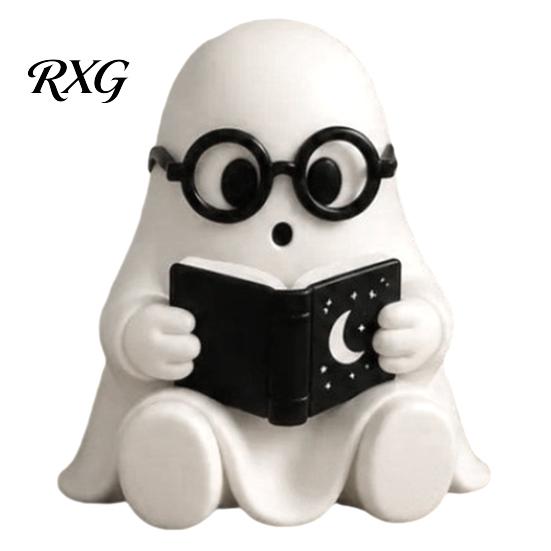 Black And White Aesthetic Room Decor Halloween Ghost Figurine, Resin Cartoon Desktop Ornaments, Cute Statue Handcrafted Figures for Office with