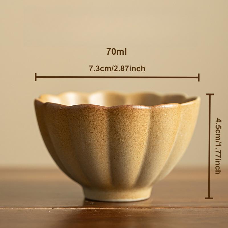 Rough Plain Pottery Petal Tea Cup Creative Ceramic High-grade Kung Fu Tea Mug Set Personal Stove Boiling Gongfu Teacup Teaware