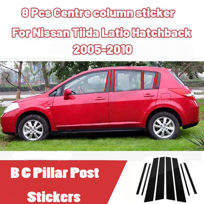 8 шт./комплект Глянцевые Черные Накладки на Стойки Окон для Nissan Tiida 5-дверный Хэтчбек 2005-2010 Декор Центральной Стойки Накладка на Молдинг Окна