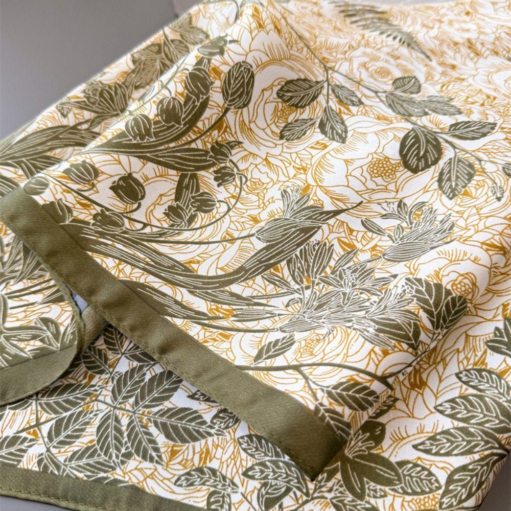 Elegant Thin Printed Square Scarf Flower Printed Silk Scarves Women Head Scarf Summer Accessories