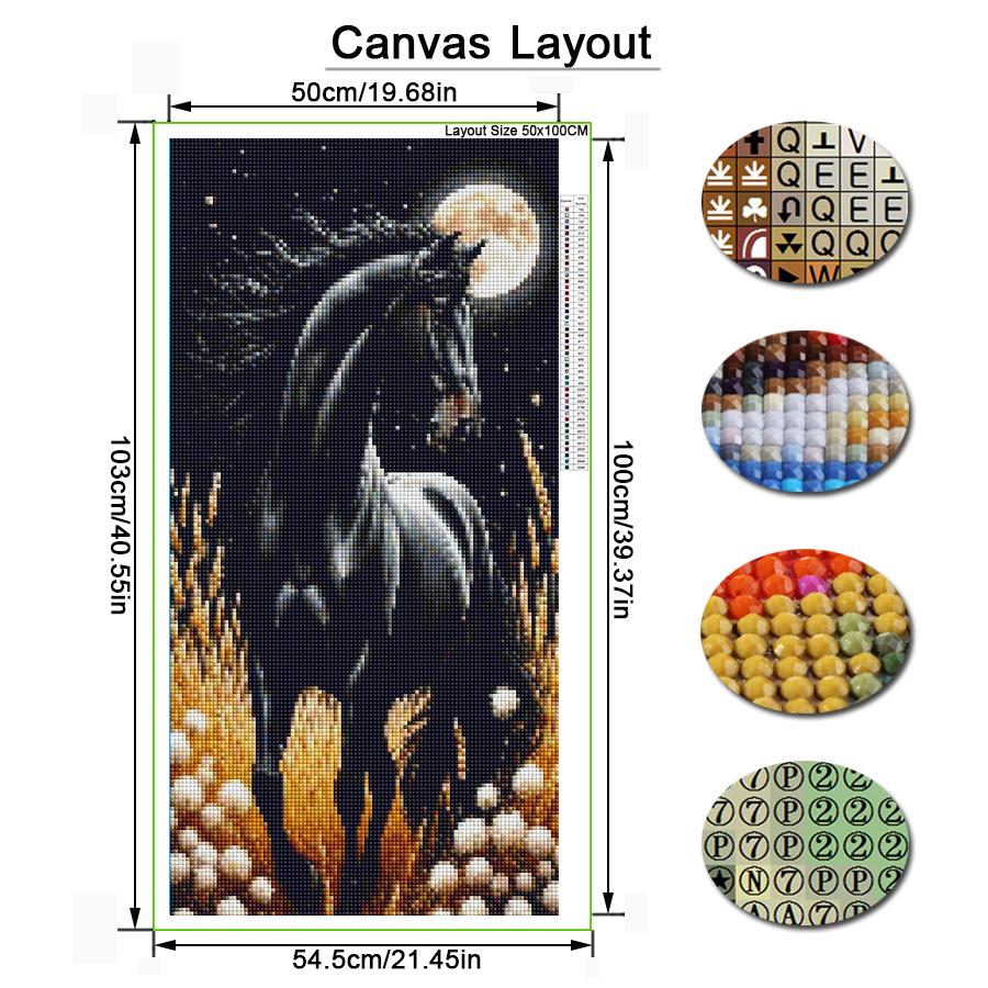 Diamond Mosaic Dark Horse Large Size Diy Diamond Painting Black Unicorn Full Drill Animals Jewelry Cross Stitch Picture Wall Decor