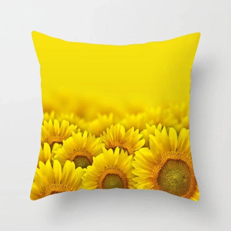 Office Living Room Home Pillowcase Sunflower Print Pattern Pillowcase Car Ornaments