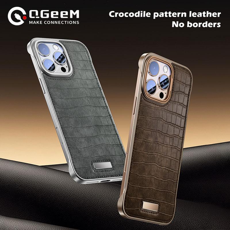 Чехол-рамка с крокодиловым узором для iPhone 16, 15, 14, 13, pro max, ультратонкий деловой чехол-накладка для Apple 16pro MAX, аксессуары