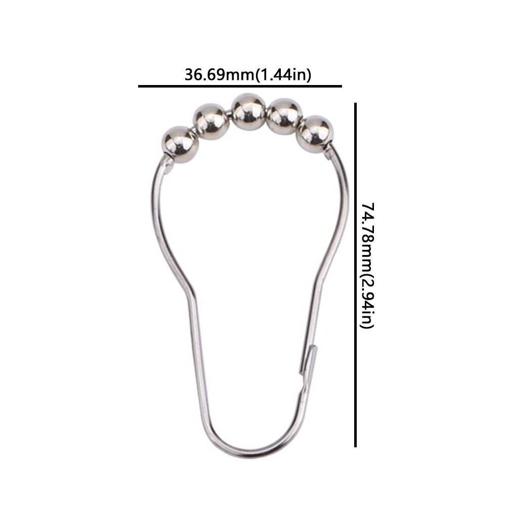 12 шт. Крючки для шторки для душа из нержавеющей стали 304, устойчивые к ржавчине, с пятью бусинами, вешалка для штор в форме тыквы, прочные серебристые крючки для штанги душа
