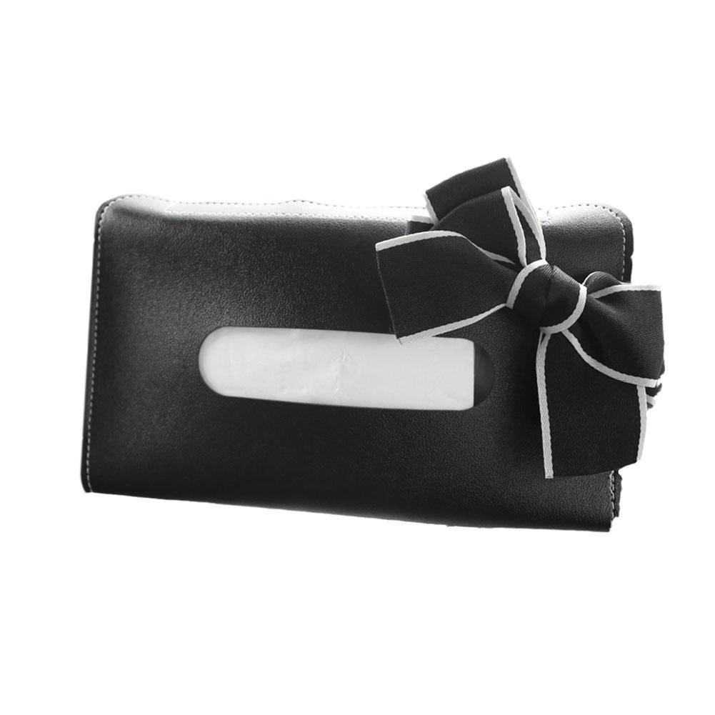 Car Sun Visor PU Leather Bow Tissue Holder Sunroof Boxes Accessories Auto Interior Seatback Storage Decoration Drawer Tissu I2E2