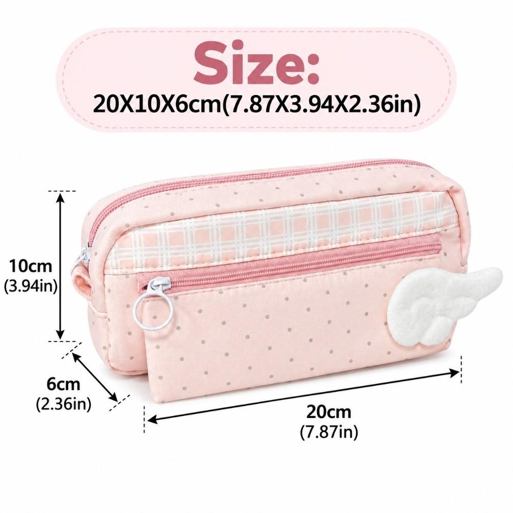 Multi Compartment Pencil Case Polka Dot Print Pen Bag Cute Pencil Pouch Gift