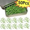 Lucky Four-Leaf Clovers Paper Clips Metal Paperclip for Bookmarks Photo 50-10Pcs Organizer Clip INS Style Binding Clamp with Box