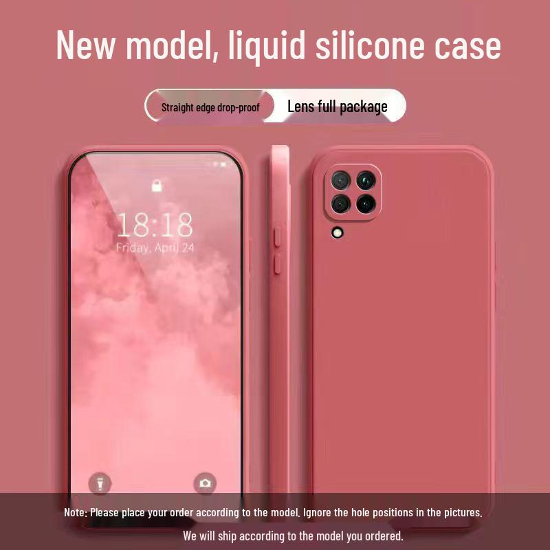 Huawei Nova7i Однотонный Жидкий Мягкий Чехол - Полное Покрытие, Защита от Падений, Дизайн с Прямыми Гранями