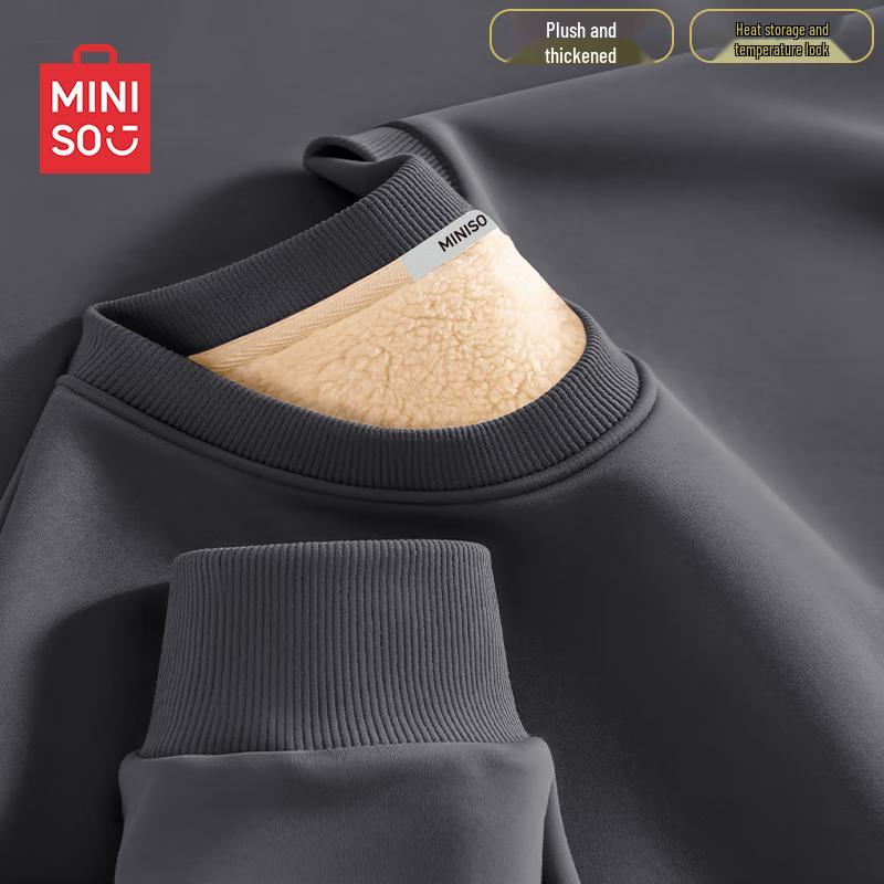 MINISO Men's Fleece Lined Crewneck Sweatshirt