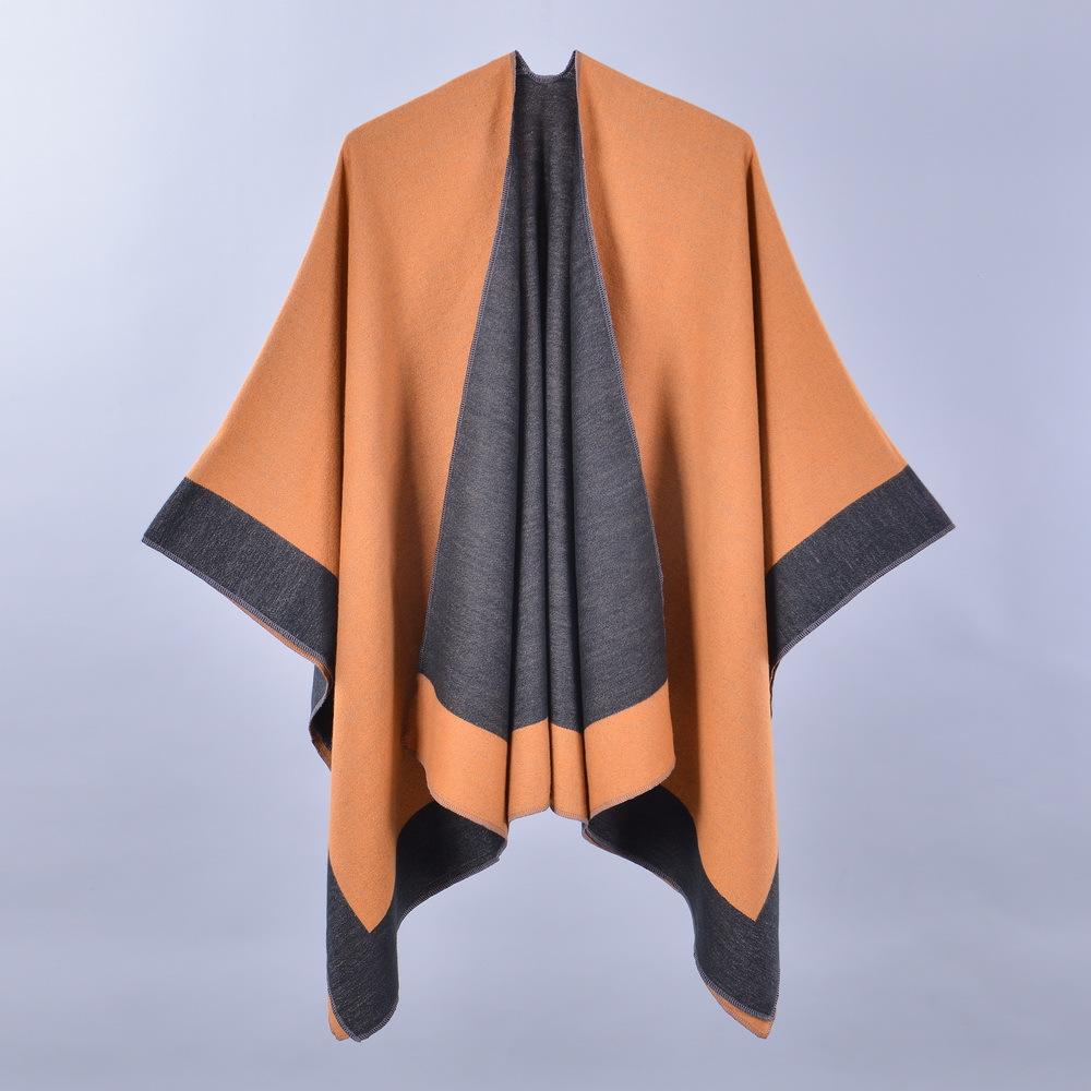 New Women's Spring Scarf Shawl Fashion Versatile Solid Color Four Seasons Imitation Cashmere Split Cape Amazon