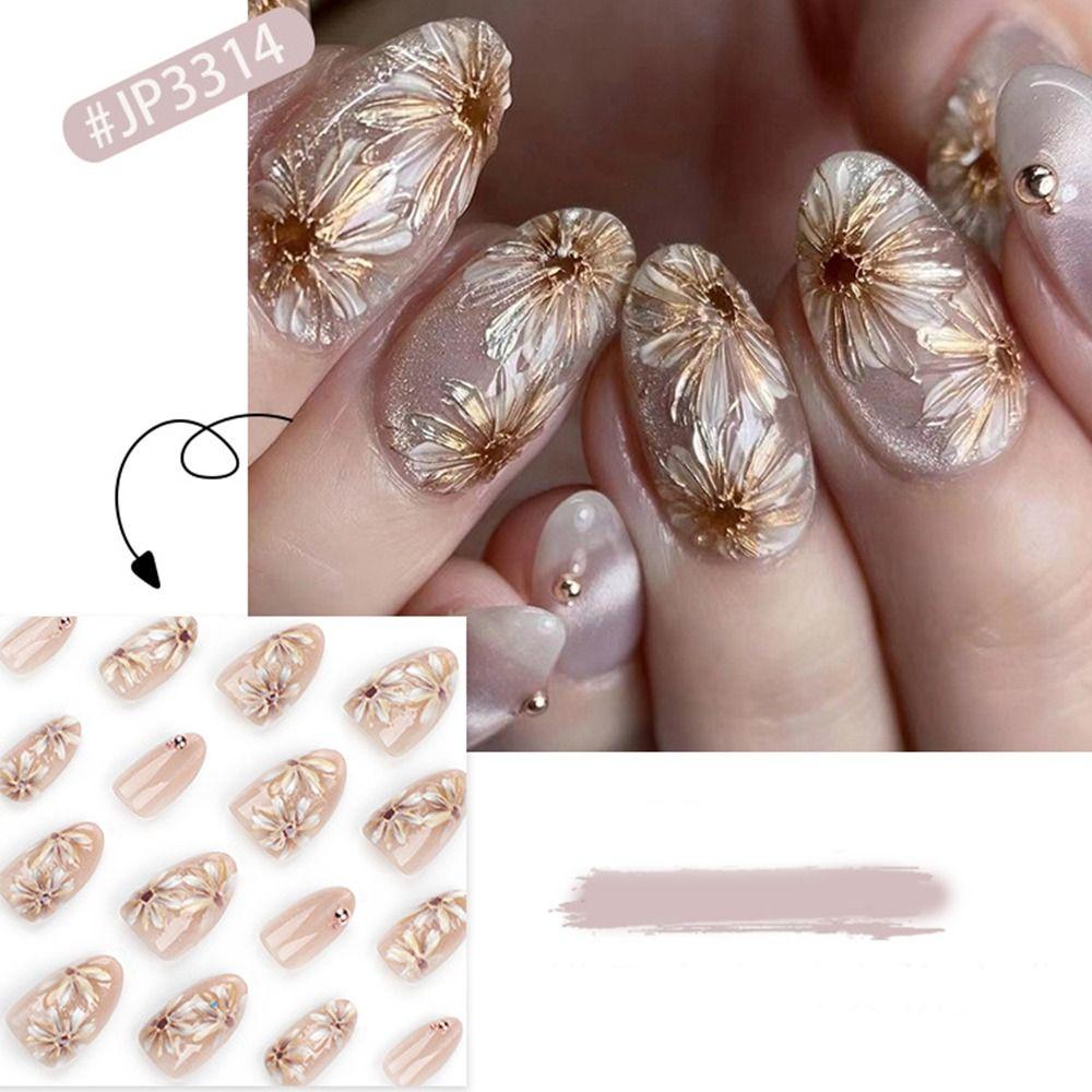 24pcs French False Nails Long Almond and Ballerina Nail Tips Manicure Press on Nails Women