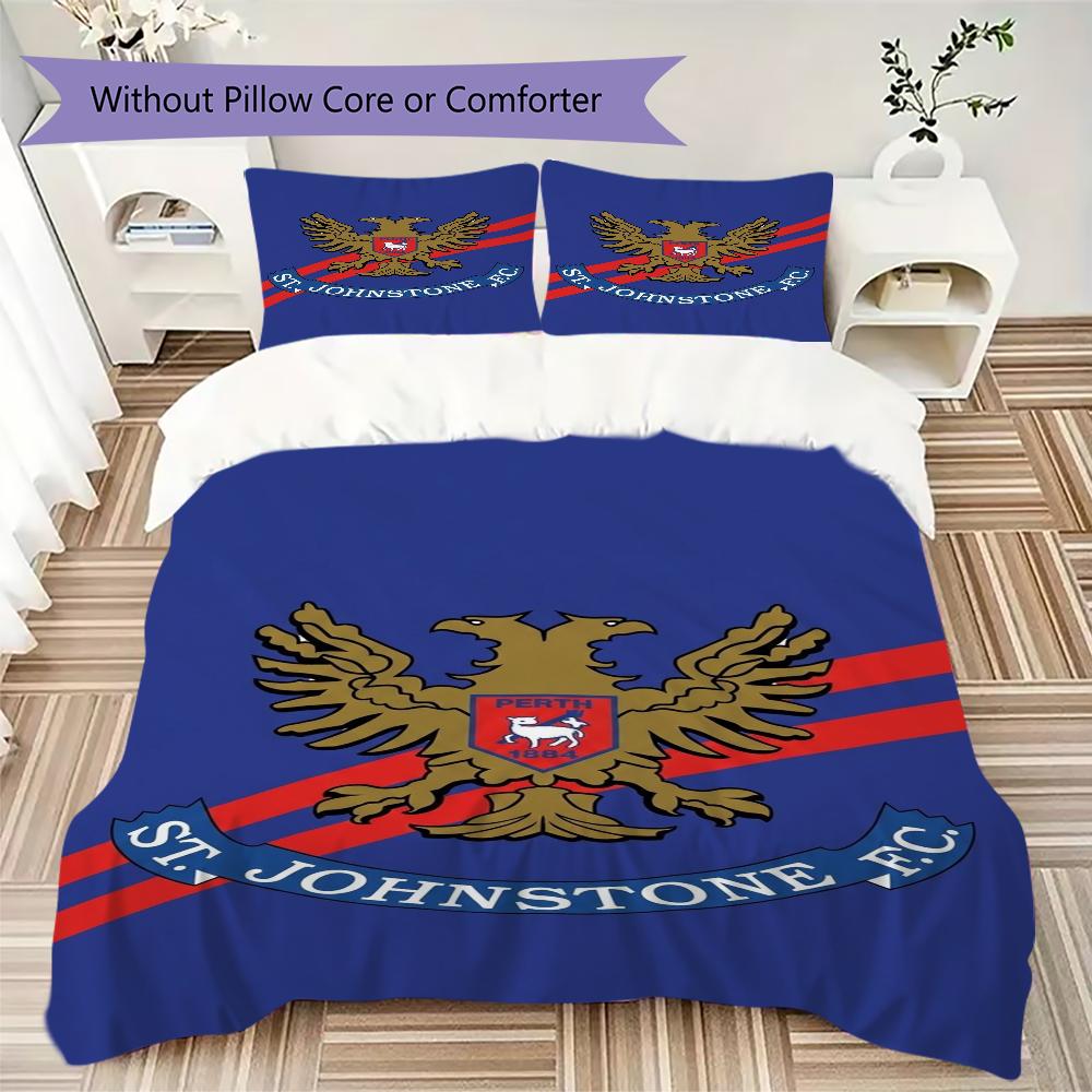 St Johnstone FC Pattern Bedding uilt Set uilt Cover Pillowcase Home Decoration Birthday Gift (1 * duvet cover + 2 * pillowcase without core)