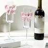 2 pieces Clear Pink Bow Champagne Glass Ultra Thin Goblet Creative Drinking Glasses  Party Supplies