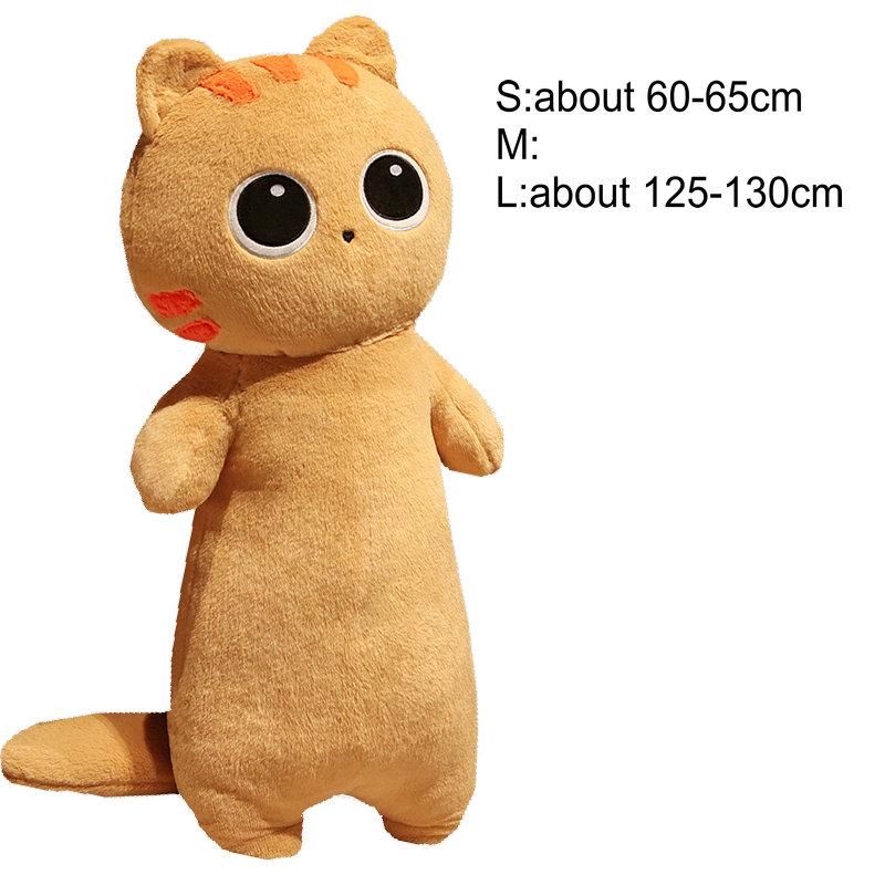 Kawaii Siamese Cat Plush Toy Long Oblong Orange Black Kitten Cats Nap Sleep Pillow For Kids School Home Bed Decor Hug Cushion