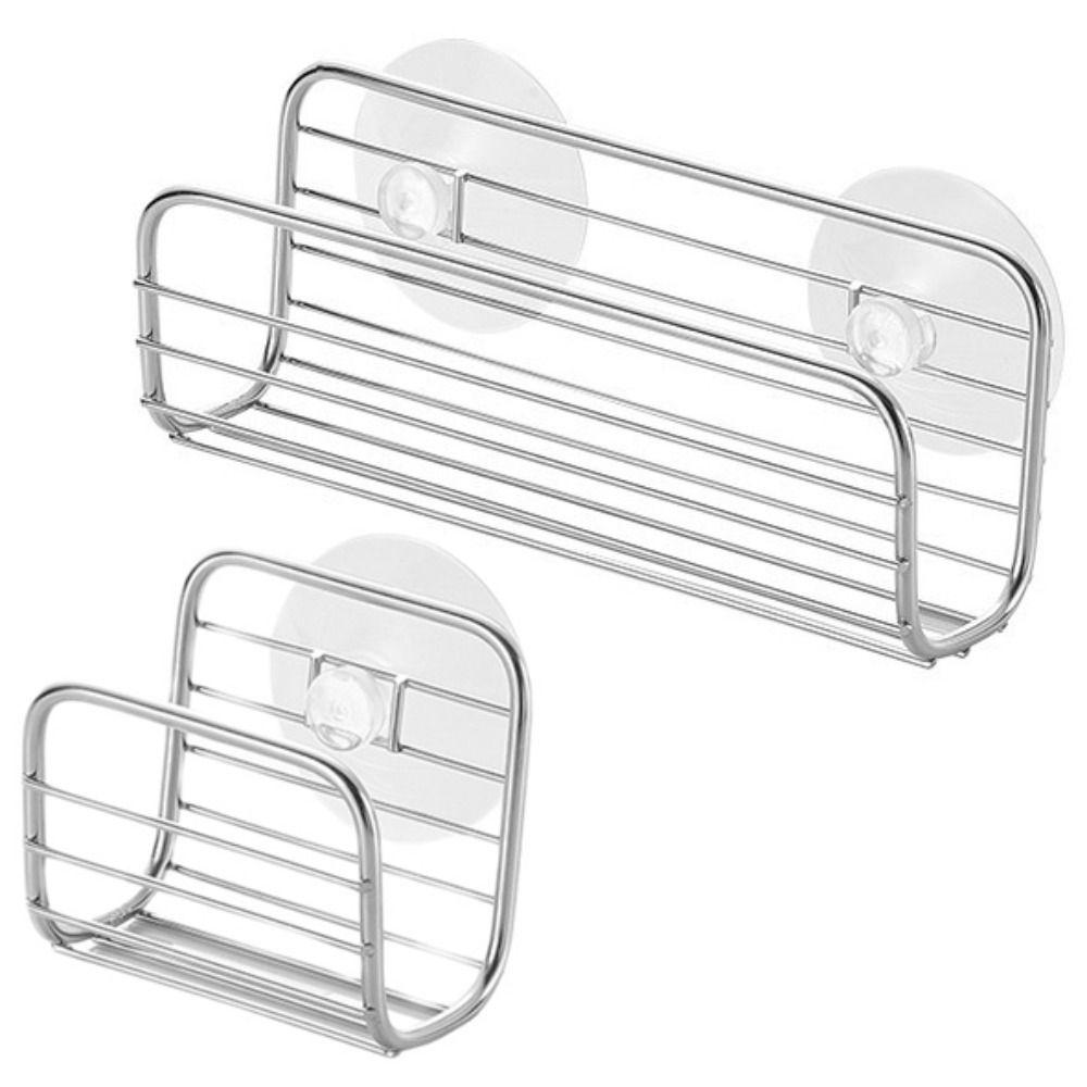 Stainless Steel Sink Storage Holder Suction Cup Dishcloth Stand Sponge Drain Rack  Bathroom