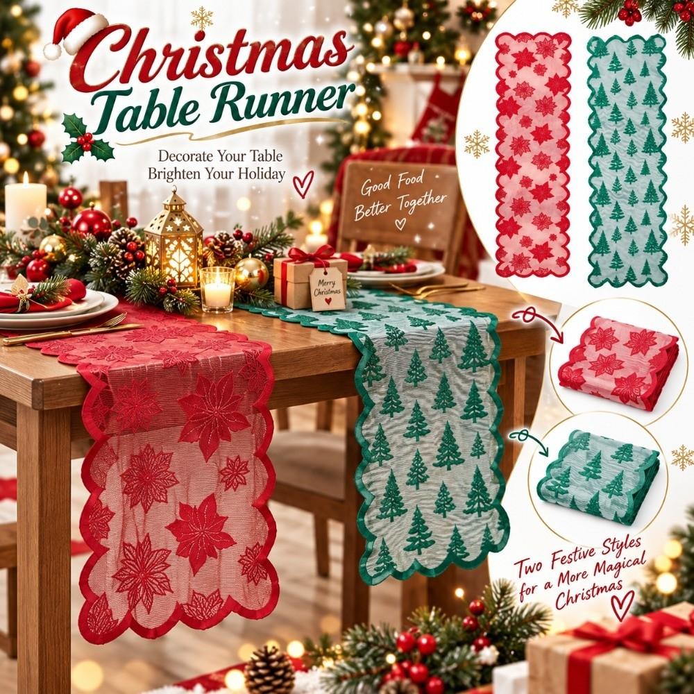 Sheer Lace Lace Tablecloth Premium Finish Jacquard Table Runner Christmas Decoration
