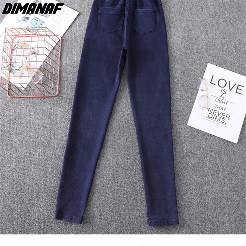 Dimanaf 2022 Summer Jeans Long Pants Women Basic Pencil Pants High Waist Loose Casual Denim Female Blue Trousers Pants 6xl
