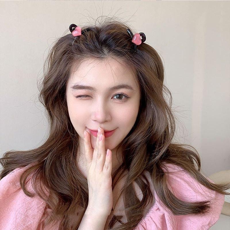 2Pcs Acrylic Pink Love Heart Small Hair Claw Women Girls Sweet Cute Hair Clips Lovely Kawaii Hairpin Hair Accessories