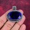 Подвеска с синим сапфиром, подвеска из драгоценного камня ручной работы, подвеска из стерлингового серебра 925 пробы, антикварные ювелирные изделия, для подарка на помолвку