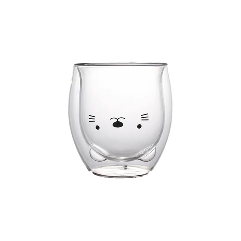 300 мл креативная стеклянная кружка с двойными стенками, милая кружка для пива, молока, кофе, медведя, кошки, собаки, животного, двухслойная стеклянная кружка, подарок на День святого Валентина