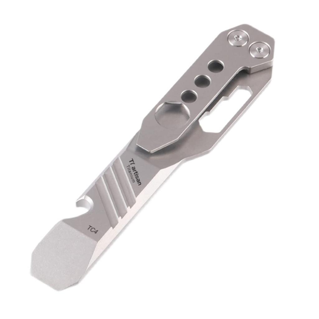 Ti Artisan Bottle Opener EDC Titanium Alloy Crowbar EDC Portable Travel Outdoor Camping Multifunctional Tool (Gray)