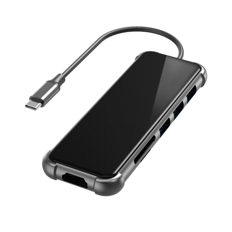 Металлический тип C к HDMI-совместимому адаптеру 4K 6-в-1 с высокоскоростным интерфейсом Type-c для док-станции