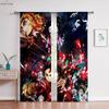 Hot-Blooded Girl Anime Printed Curtains Suitable For Children's Room Dormitory Living Room Study Room Decorative Curtains 2 PCS
