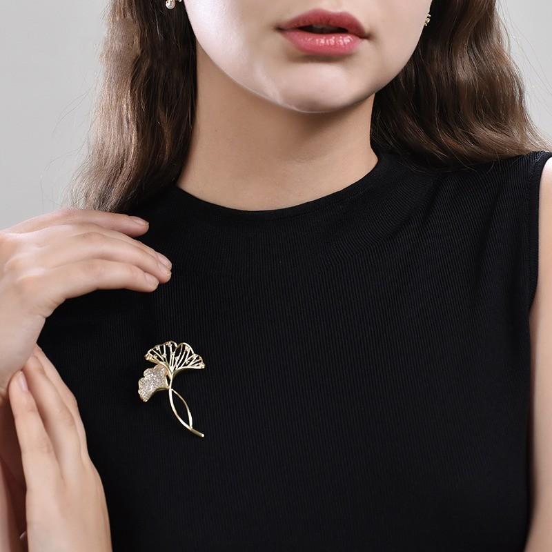Ретро Элегантные Броши Листья Гинкго Для Женщин Свадебная Вечеринка Цветочные Броши Булавка Модная Брошь Женская