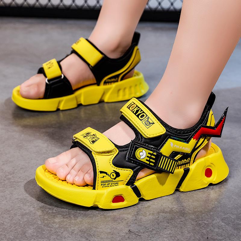 Children's sandals open-toed beach shoes cartoon children's Pikachu sandals soft sole non-slip wholesale one piece