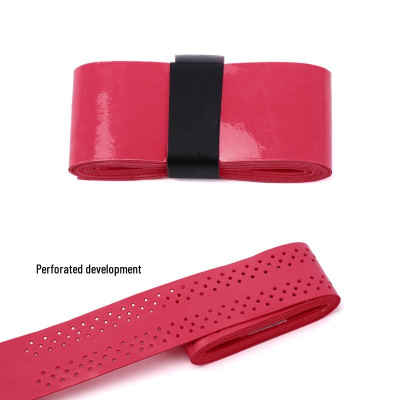 Elastic Perforated PU Leather Overgrip for Badminton, Tennis & Table Tennis Rackets, Fishing Rods with Ribbed Sweatband