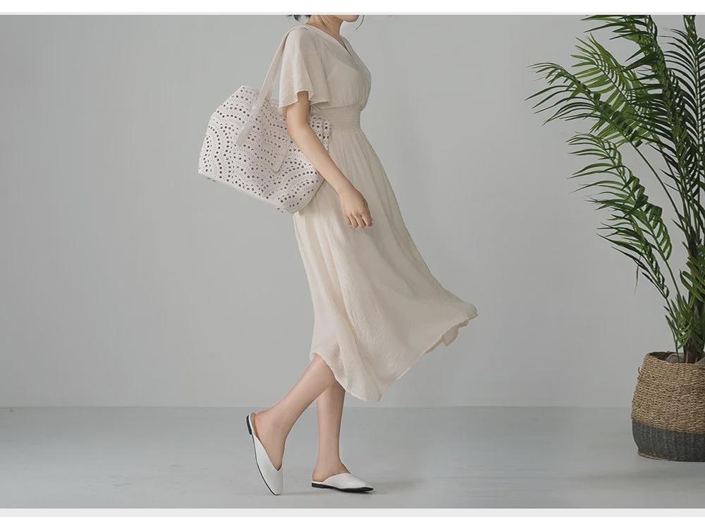 Новое женское шифоновое платье с V-образным вырезом и кружевом на весну и лето