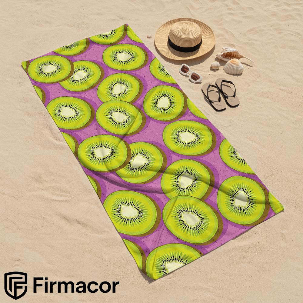 Kiwi Slice Soft Portable Travel Towel Unisex Ultra Lightweight Microfiber Oversized Sand Free Quick Dry Beach Towel