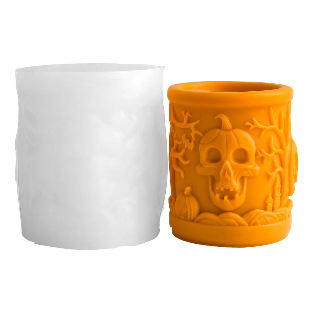 Силиконовая форма для свечей на Хэллоуин для изготовления свечей, мыла, праздничного декора, термостойкая силиконовая форма цилиндрической формы