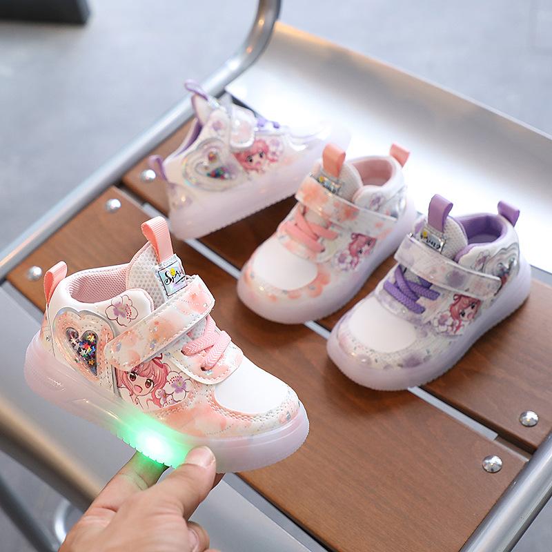 LED Lights Sports Shoes for Girls Children Fashion Kids Soft Casual Shoes