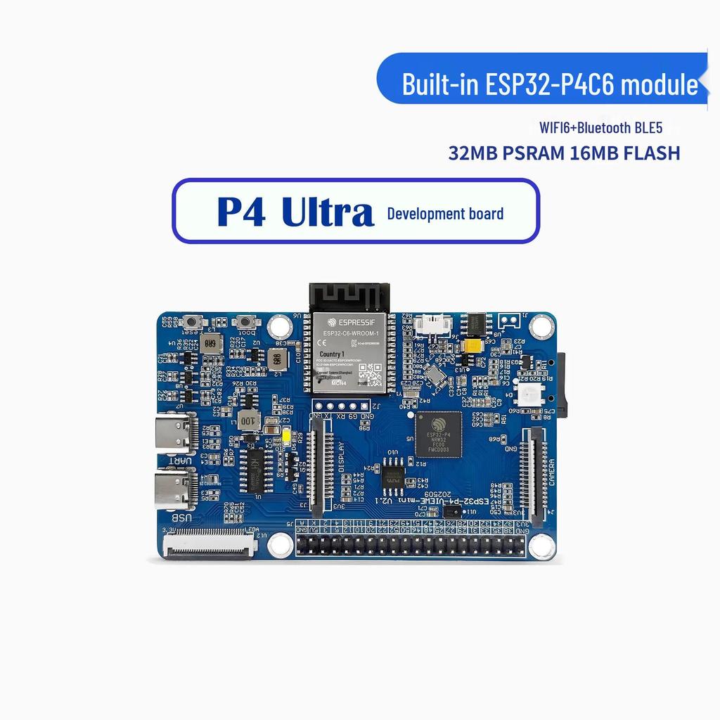 Плата ESP32-P4-Ultra: ESP32-C6 Двухъядерный, WiFi 6, Bluetooth, DSI Экран, Камера, Микрофон