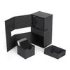 Card Deck Box with 3 Drawers Large Capacity Magnetic Closure PU Leather Game Card Storage Box for Holding Over 200 Cards