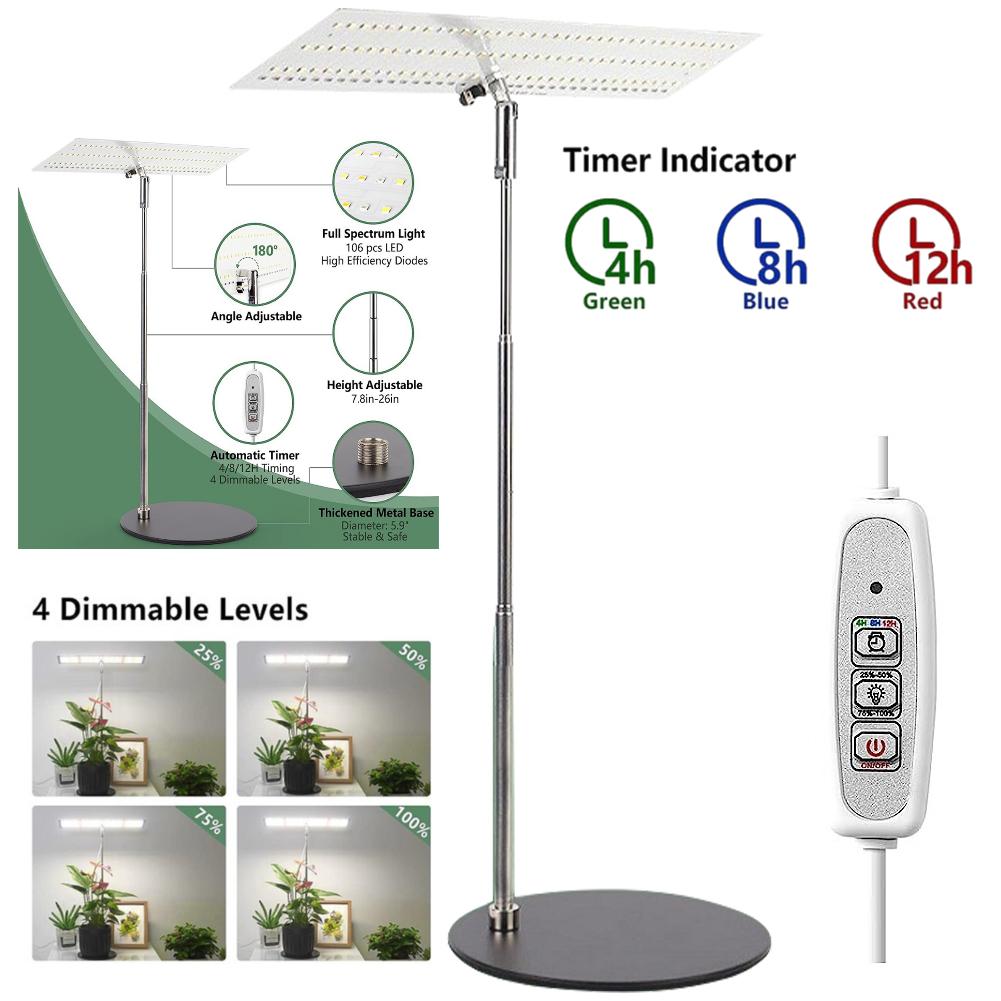 LED Plant Grow Lamp 1 Dimmable Levels Flower Grow Lamp Height Adjustable Under Cabinet Plant Lamp for Indoor Plants Accessories