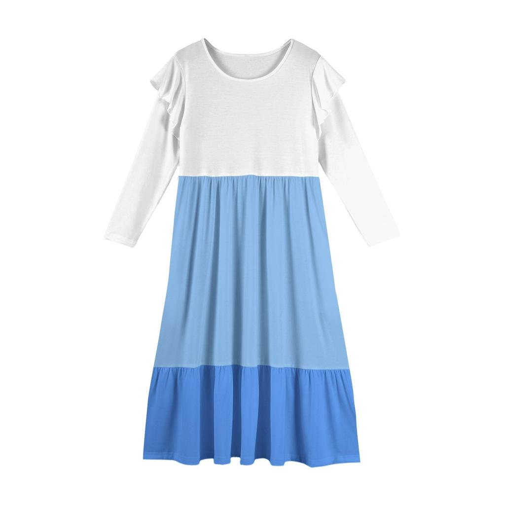 Girls' Tiered Ruffle Dress - Long Sleeve Printed Maxi With Pockets