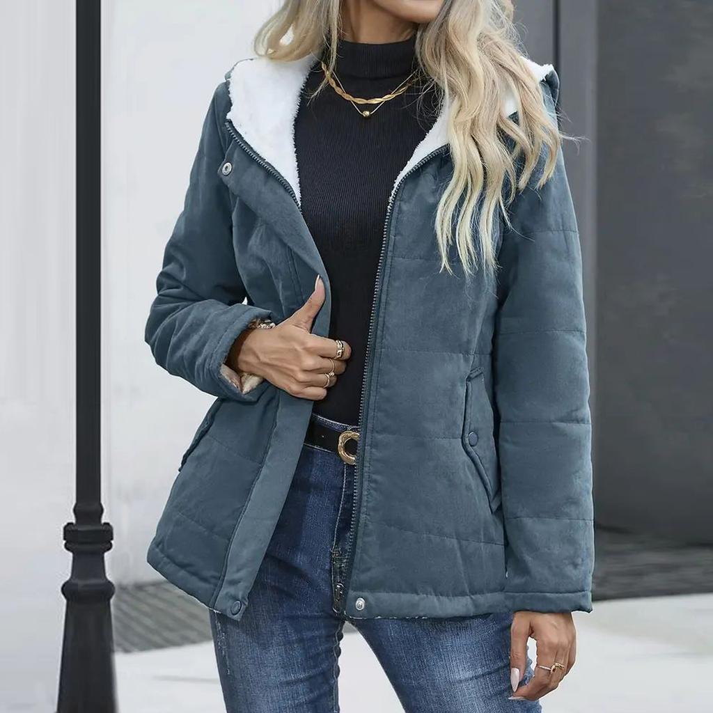 Women's Solid-color Loose Long-sleeved Fashionable And Warm Fleece Jacket