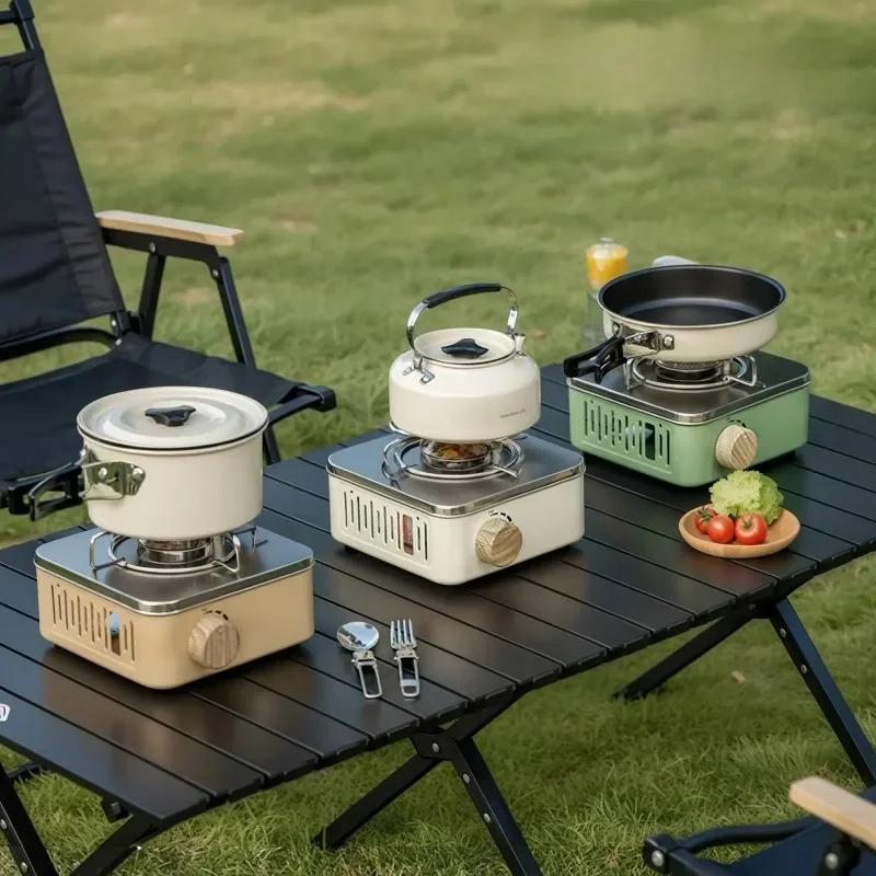 Походная газовая плита Портативная бутановая плита Кассетная плита Газ для улицы с сумкой для переноски Уличная газовая горелка Пикник Кемпинг Барбекю