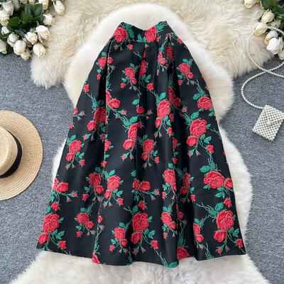 Винтажные юбки в стиле суда, женские цветочные принты, весенняя элегантная макси-юбка А-силуэта с высокой талией, женская юбка Faldas Ajustadas Dropship