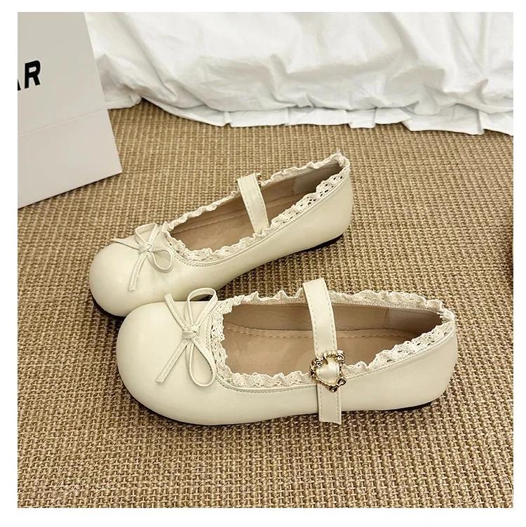 Ретро туфли Мэри Джейн на плоской подошве с круглым носком, женские туфли на мягкой подошве, весенне-осенние туфли для платья, узор в горошек, резиновая подошва