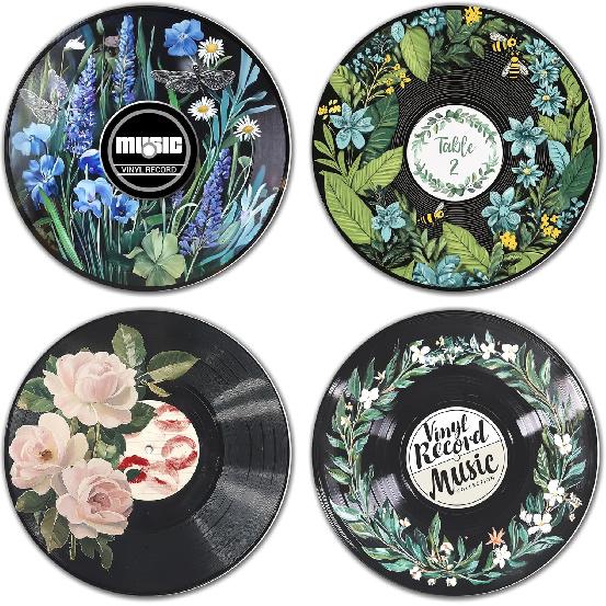 Hippie Decor, Posters for Room Aesthetic - Botanical Wall Art, Record Decor, 4 Pcs 12"